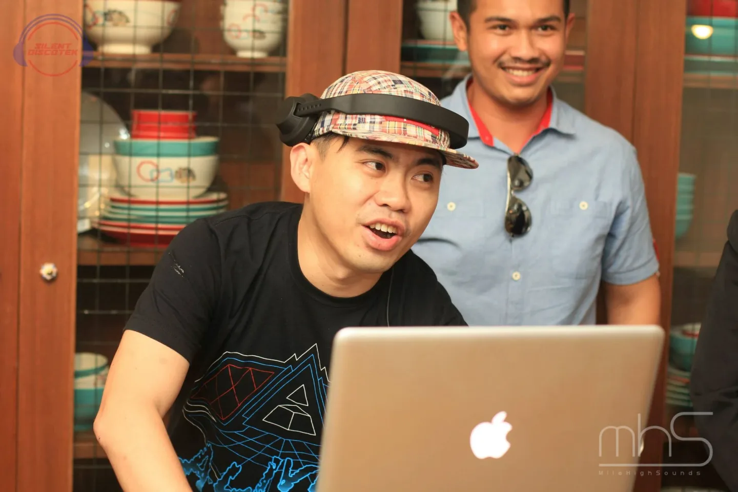 A member of the team at the listening setup for the Random Access Memories album launch