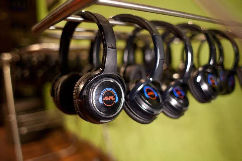 Wireless headphones ready at the Latino Party