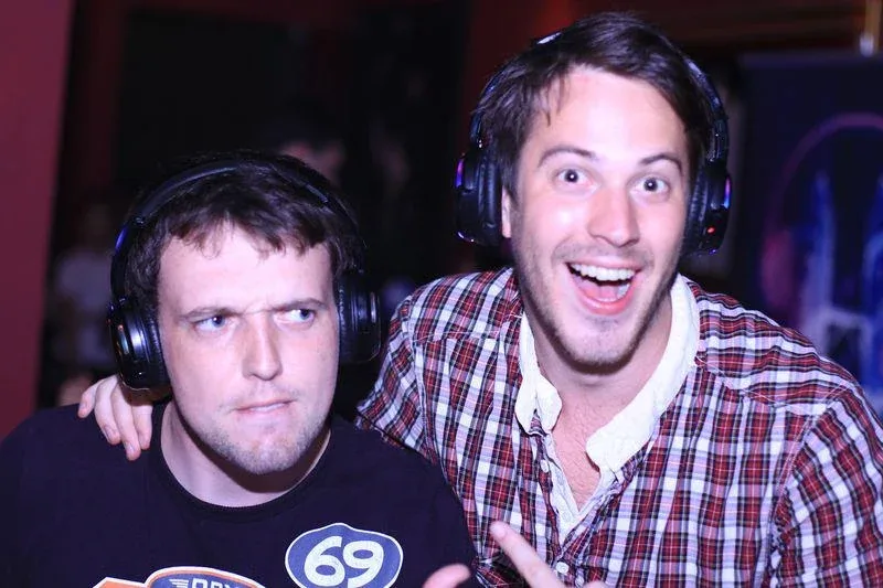 Friends reacting to the headphone experience