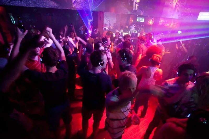 A crowded dance floor at the Silent Discotek Preview Party