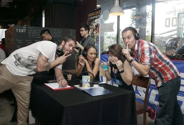 Guests at the album launch listening area
